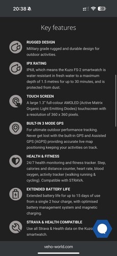 Veho Kuzo II FS-2 | Sports Smart Watch with GPS |Black | AMOLED | NEW | RRP £299 - 第 11/12 張圖片