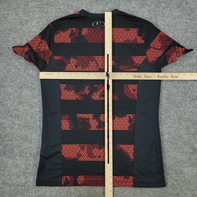 Under Armour Shirt Men's Medium Black Red Activewear Fitted