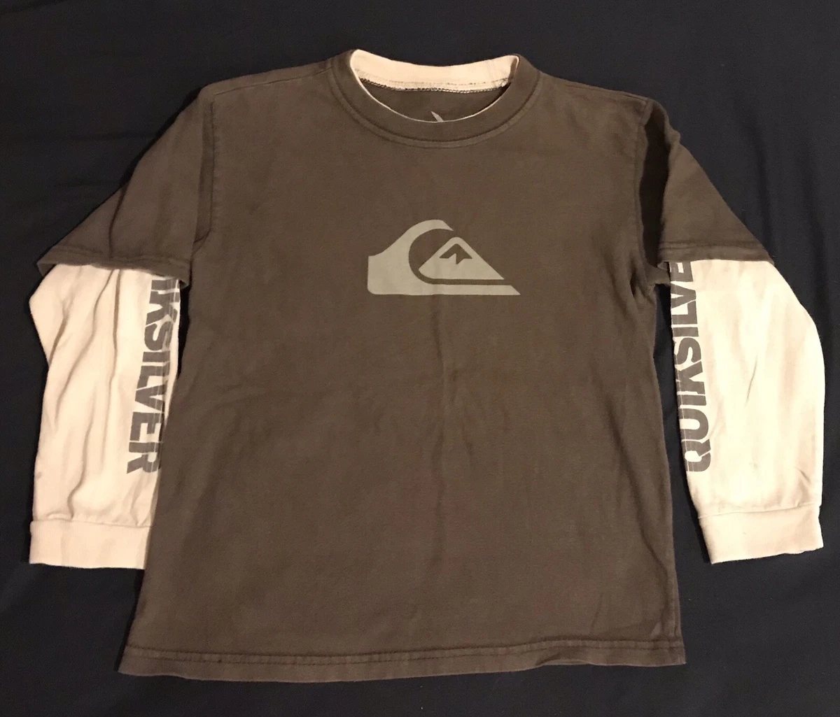 Quicksilver Brown Long Tee Kids | Surf Shirt T-shirt Sleeve eBay 5/6 Logo Size