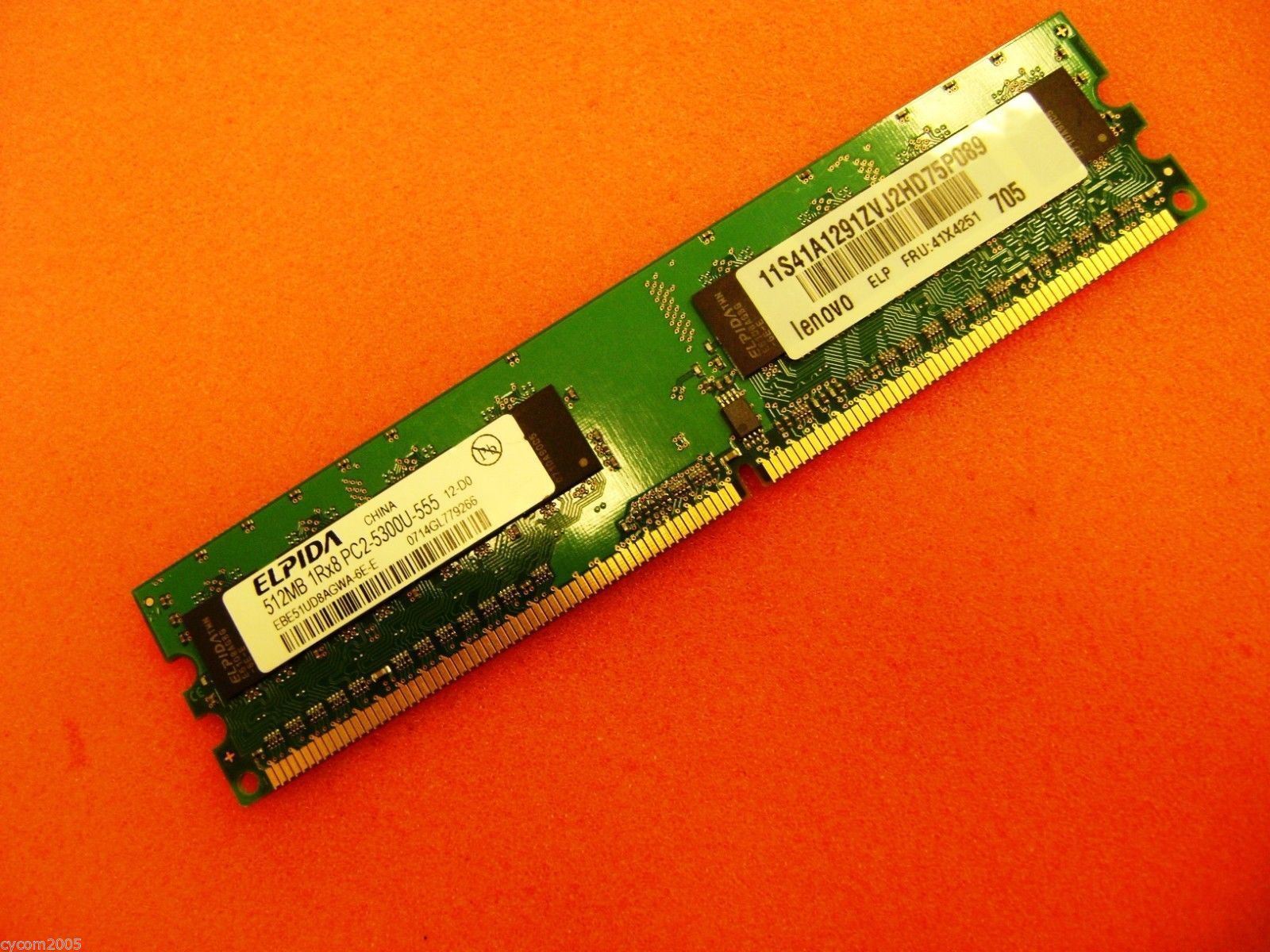 Elpida 512MB 1Rx8 PC2-5300U-555  * EBE51UD8AGWA-6E-E *  Memory Module * Tested