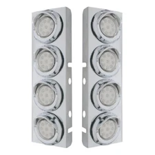 Peterbilt Air Cleaner Bracket w/ 9 LED Lights & Visors - Amber LED/Clear Lens