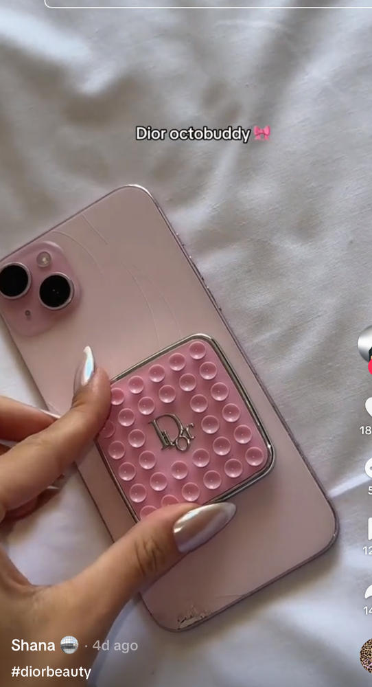 Dior pink octobuddy phone grip with strong suction