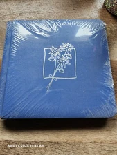 Creative Memories 7" Scrapbook Strap Hinge Photo Album Blue w/Silver Flowers NEW