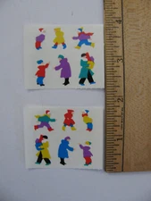 Mrs. Grossman's LADY CHRISTMAS SHOPPING WINTER KID 2 Mods Each Mod 2" X 1.5" NOS