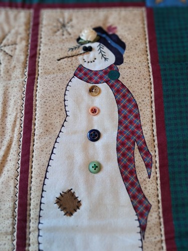 Christmas Wall Hanging Snow Man, Xmas Tree, Buttons Ornaments 3D Art 29' x 20' - Picture 3 of 7