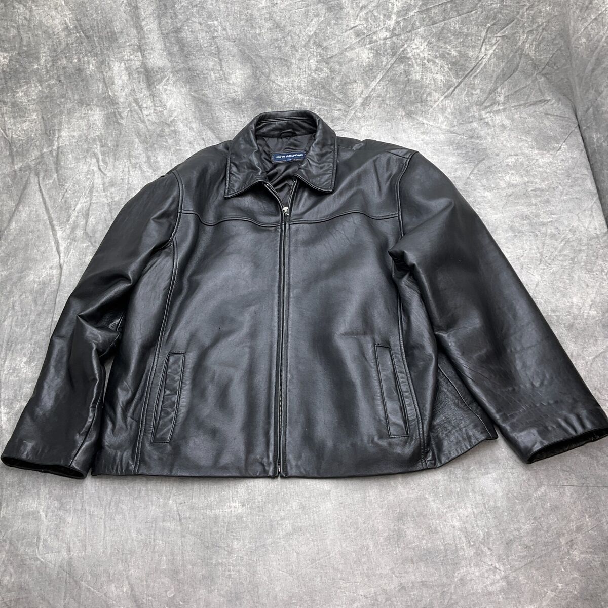 John Ashford Jacket Mens 2XLarge Black Leather Zip Lined John Ashford Jacket Mens 2XLarge Black Leather Zip Lined