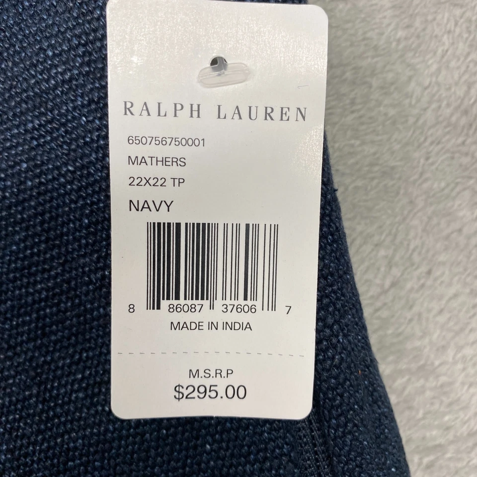 Almohada decorativa Ralph Lauren Mathers Navy 22x22 Solo funda Stipe Cotton Foto 4 de 4