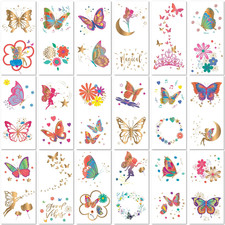 Valentines Day Gifts for Kids - 36 Pc Butterflies Fairies Temporary Tattoo Se