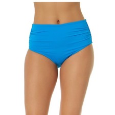 Anne Cole High Waist Shirred Swim Bottoms - Blue XL