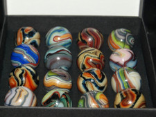 Box of 16 Jabo Hybrid Marbles Made in 2010 Some W/ Aventurine HTF Collector Set