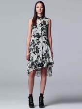 Simply Vera Vera Wang Floral High-Low Chiffon Dress Black White