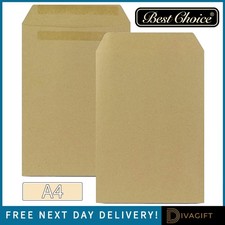 C4 A4 BROWN ENVELOPES MAILING STRONG MANILLA PLAIN (NO WINDOW) SELF SEAL OFFICE
