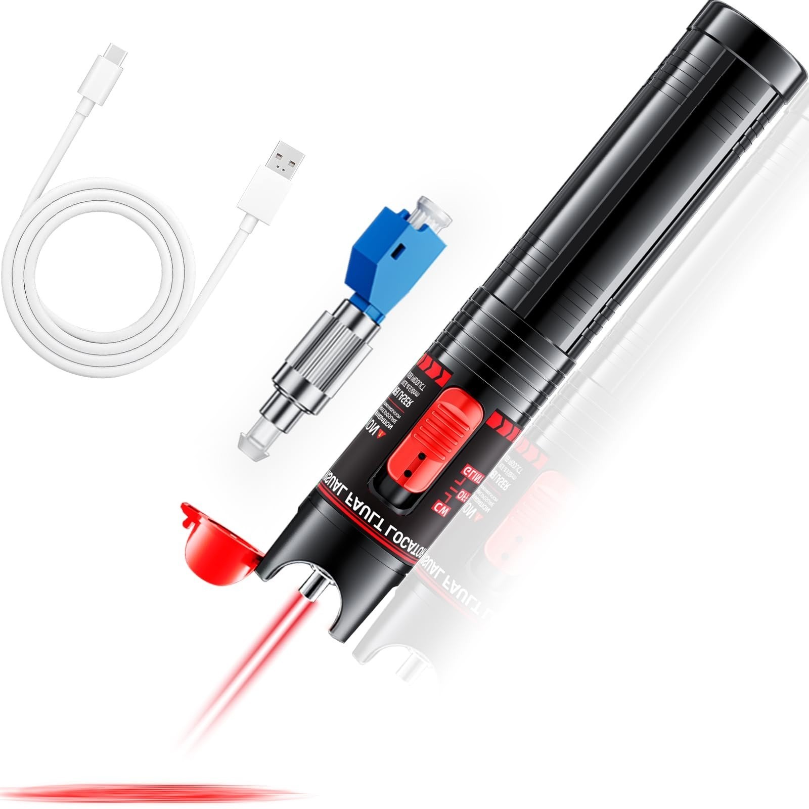 VFL Fiber Optic Tester Kit, FC to LC, 30-100km Visual Fault Locator