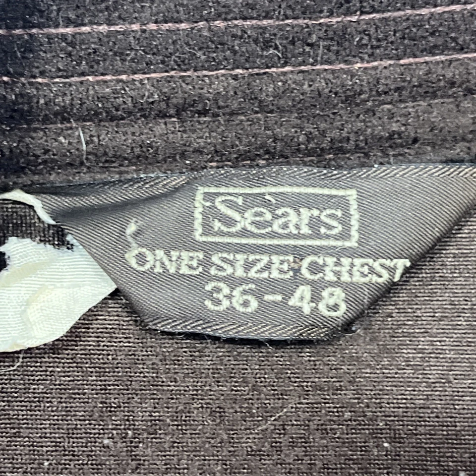 SEARS Dark BROWN long ROBE Soft FLANNEL Front Pockets TIE Belt, Fits 36-48” DAD - Image 3 of 4