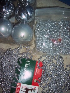 Christmas Decorations ~  30+ ft Silver Round Bead Garland - Holiday Decor Crafts