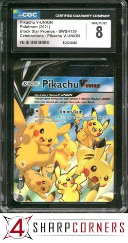 2021 POKEMON BLACK STAR PROMOS CELEBRATIONS PIKACHU V-UNION #SWSH139 CGC 8
