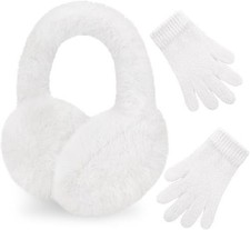 Winter Ear Muffs for Women - Foldable Fluffy Cute Faux Fur Ear Warmers Headband