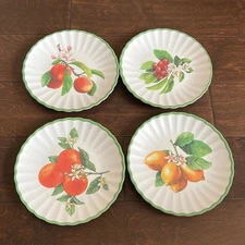 Rachel Ashwell Set Of 4 Appetizer Plates New Lemons Fruits Scalloped