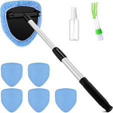 8 Pcs Car Windshield Cleaner Tool Kit with Extendable Handle, Microfiber Towel P