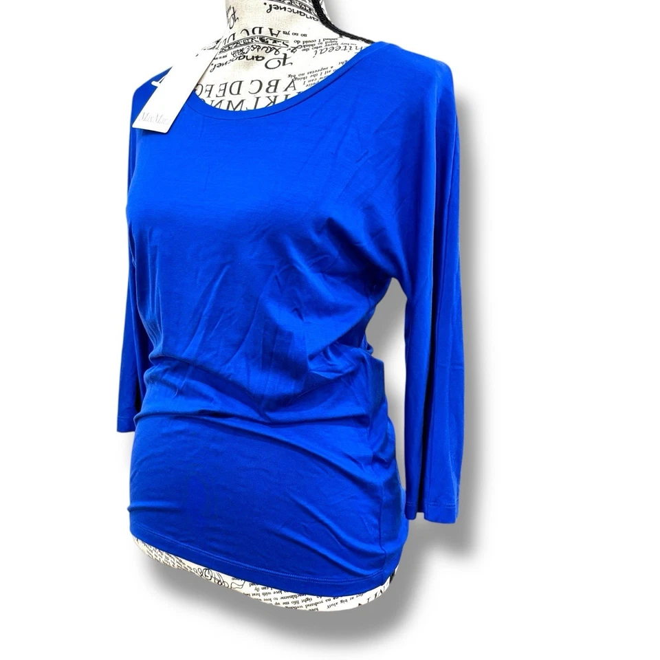 Nuevo con etiquetas Camiseta Max Mara Talla S Circe Azul Jersey Ret$325 Italia Clásica Mínima Foto 3 de 4
