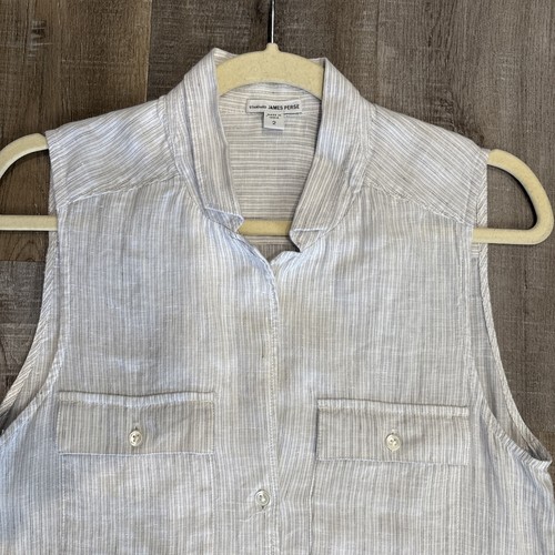 Maxi Vestido Camisa James Perse Mujer Ligero 100% Lino Gris Costero LEER - Imagen 3 de 19