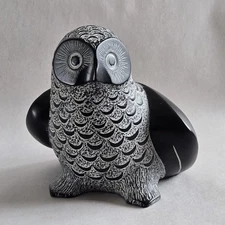 Boma Owl Carved Black Stone Canada