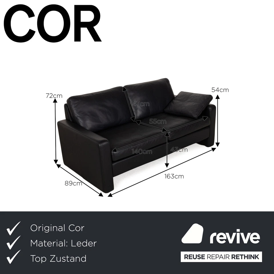 Cor Conseta Leder Zweisitzer Blau Sofa Couch - Bild 2 von 4