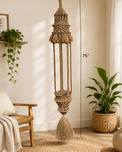 Vintage 70's Boho, Large Macrame Plant Hanger