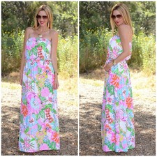 Lilly Pulitzer x Target Maxi Long Dress Nosey Posey Strapless Floral Size Small