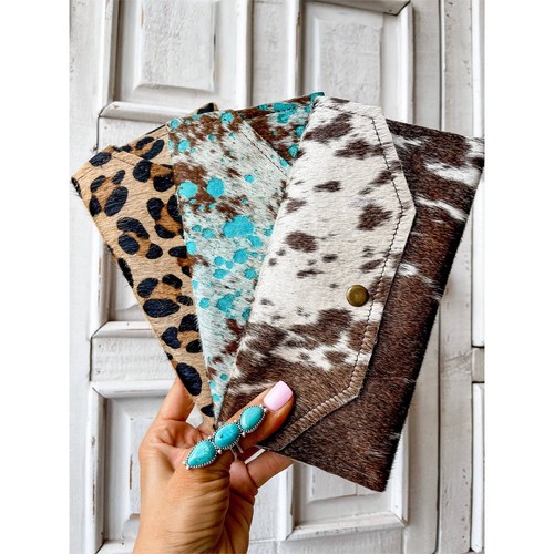 Western Cowhide Hair On Wallet Leopard Print - Picture 7 of 7