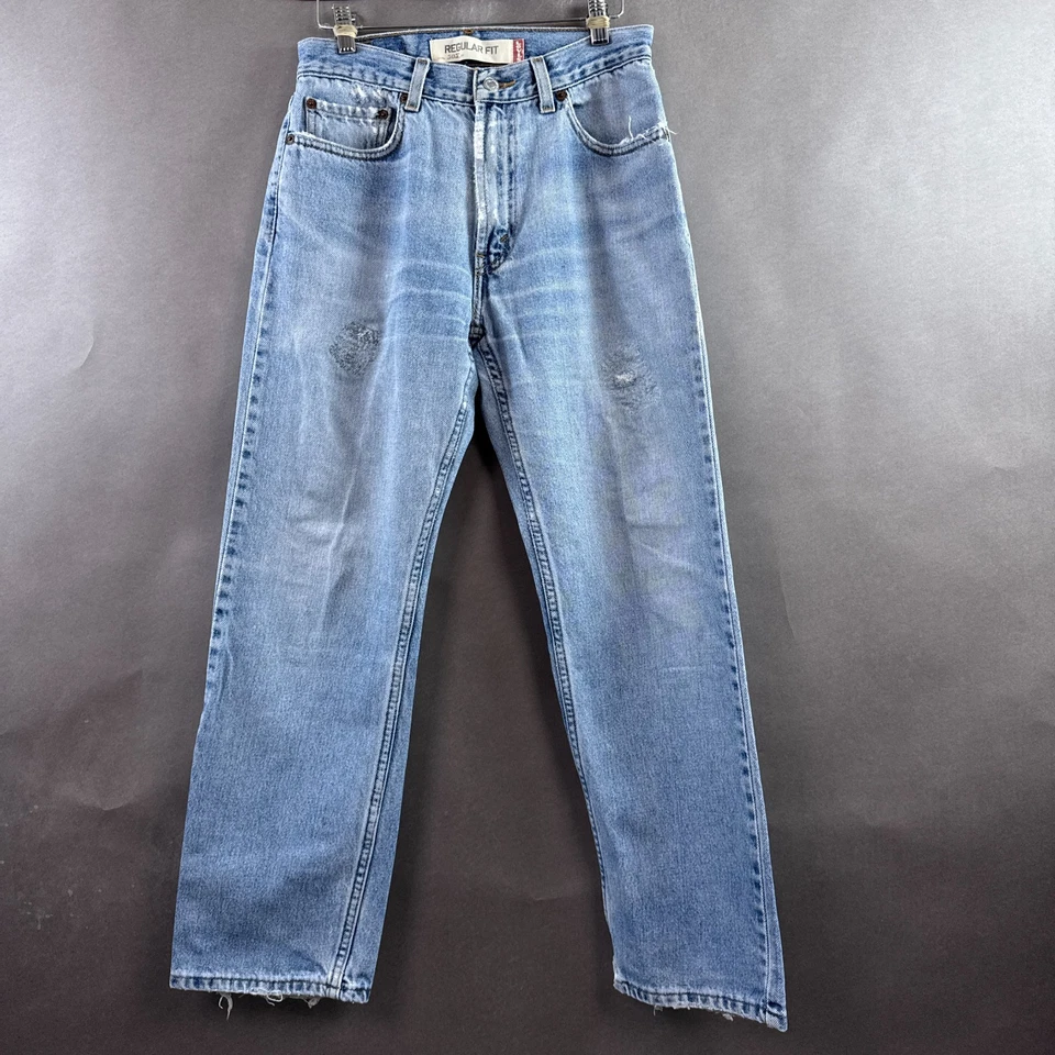 Vintage Levis Jeans Mens 28x28 Blue Faded Pants Repaired Thrash 505 (Tag30x30) - Image 2 of 4