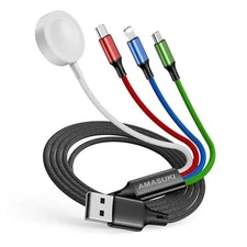 Travel 4 in 1 iWatch & iPhone Charger,Multi Charging Cable for Apple Watch 4FT