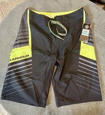 Under Armour Size 16 Boys Board Shorts NWT Youth New Black Yellow