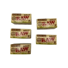 5 PACK of RAW Organic Rolls 5m Rolling Paper Natural Gum Strip