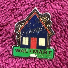 Vintage Walmart Pin Back Button Gold We Are Family Home Front