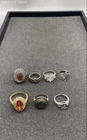 Costume Jewelry Lot of 7 Rings Vintage & Modern Puzzle CZ 41.9g Sizes 5.25-12