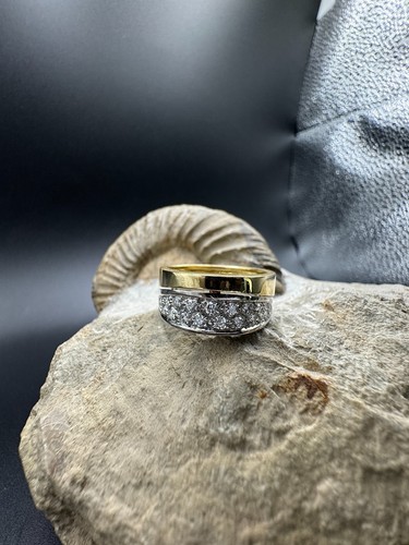 Ring 750 Gold, Handmade Two-Tone Ring in 18 Carat with Diamonds Handmade