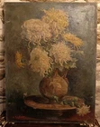 French School 19th Century Still Life With Chrysanthemums Oil on Canvas 61x46
