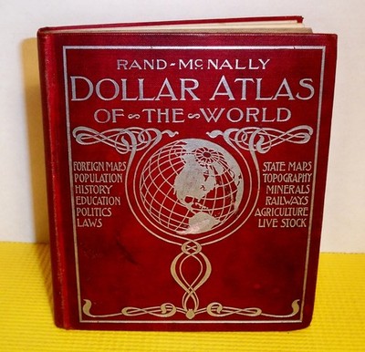 Dollar Atlas Of The World 1907 Topography MAPS Population Railways USA + WORLD