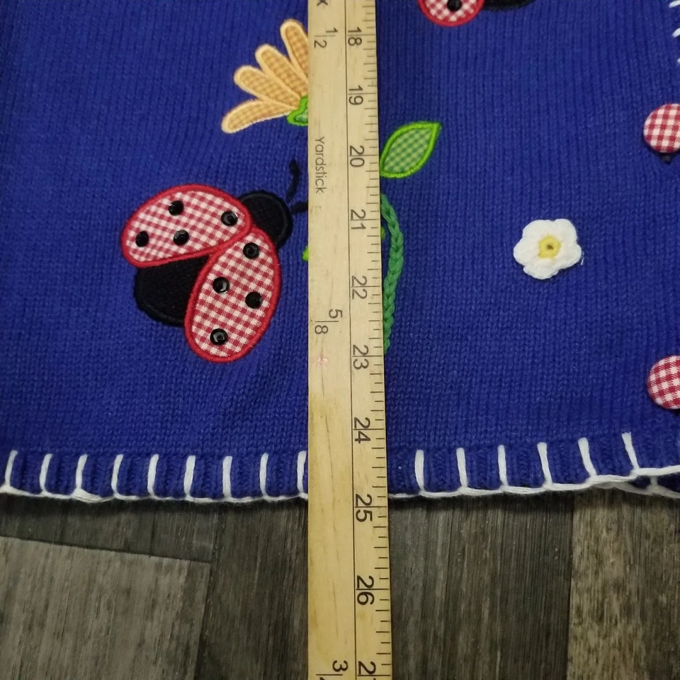 Suéter Mandal Bay Vintage Mujer Azul Floral Ladybug Talla XXL Manga Corta Foto 3 de 4