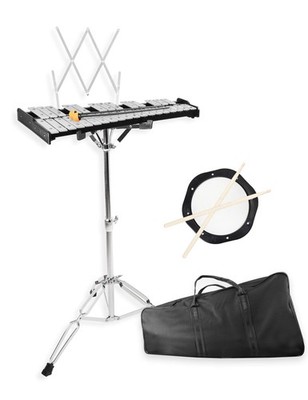 Mr.Power 32 Notes Glockenspiel Bell Kit with 8'' Practice Pad, Adjustable Hei...