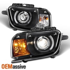 Fit Black 2010 2011 2012 2013 Chevy Camaro Led Halo Projectoer Headlights