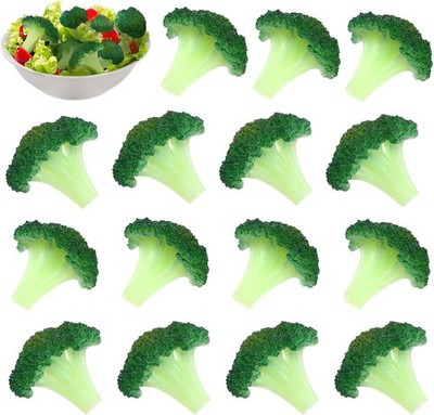 Giegxin 15 Pcs Fake Broccoli Slice Artificial Vegetables Broccolis Green 