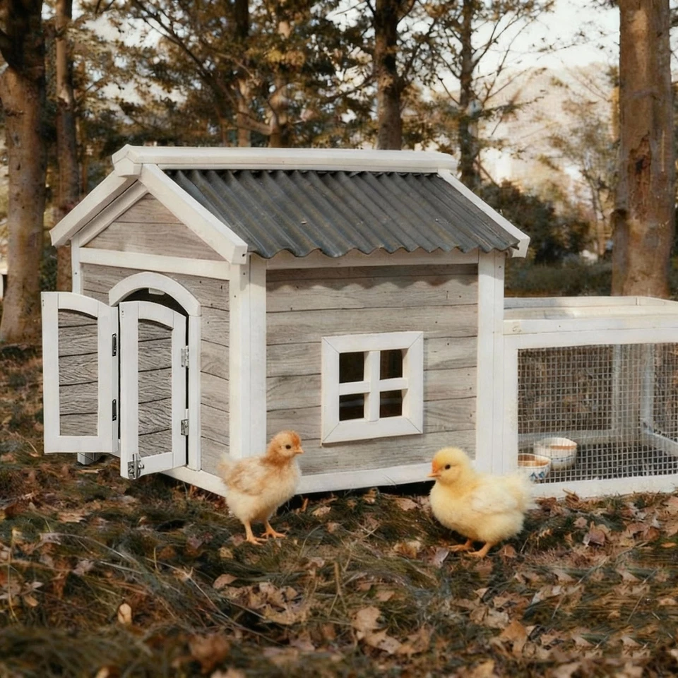 Gallinero de madera para interiores y exteriores, jaula para mascotas con cerraduras seguras y correderas Foto 3 de 4