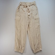 American Eagle Cargo Joggers Womens 10 Short Tan Paperbag Waist Lyocell Utility