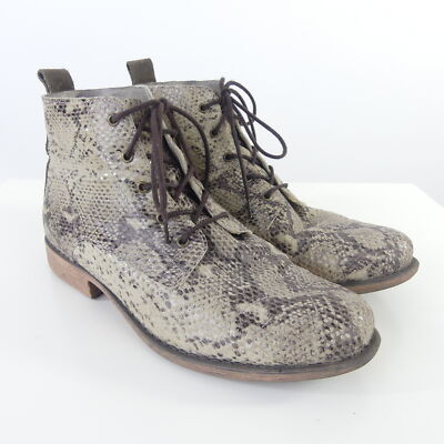 POST XCHANGE Boots Schnürer Stieffeletten Reptil Leder Beige Gr