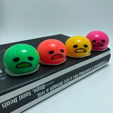 4Pcs Puking Egg Yolk Stress Ball, Vomiting Egg Yolk Stress Ball, Vomiting Disgus
