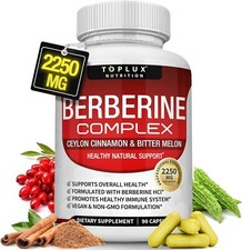 Berberine with Ceylon Cinnamon and Bitter Melon 2250mg - Berberine HCl 97 Caps