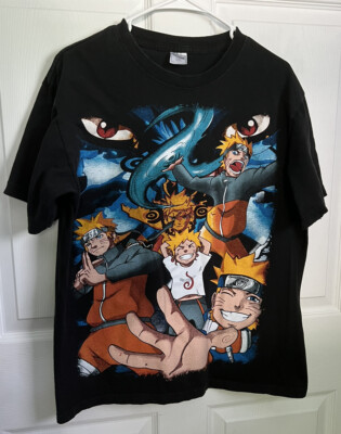 Animex Naruto Shippuden Graphic T-Shirt Mens Large Black AOP Anime Tee