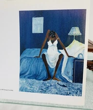 Vintage 1985 Annie Lee & Friends Art Print Note Card BLUE MONDAY